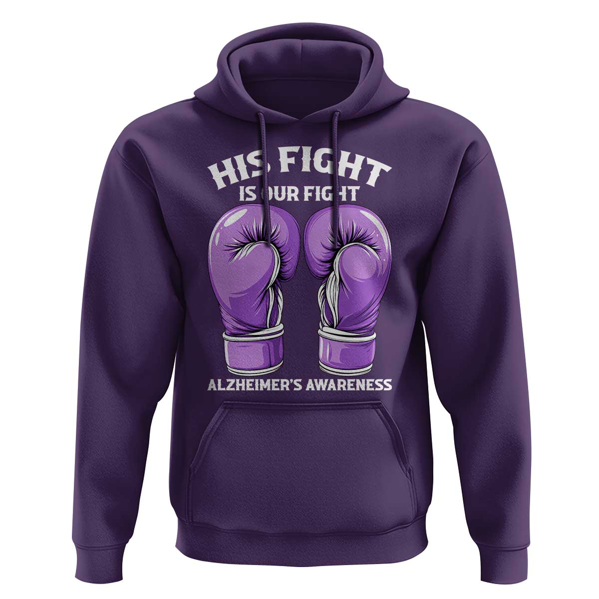 Purple Boxing Gloves Alzheimers Support Hoodie His Fight Our Fight