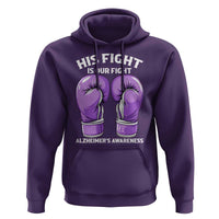 Purple Boxing Gloves Alzheimers Support Hoodie His Fight Our Fight