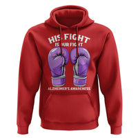 Purple Boxing Gloves Alzheimers Support Hoodie His Fight Our Fight