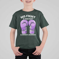 Purple Boxing Gloves Alzheimers Support T Shirt For Kid His Fight Our Fight