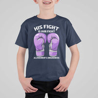 Purple Boxing Gloves Alzheimers Support T Shirt For Kid His Fight Our Fight