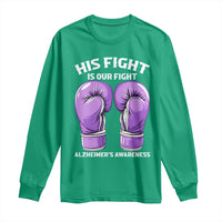 Purple Boxing Gloves Alzheimers Support Long Sleeve Shirt His Fight Our Fight
