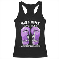 Purple Boxing Gloves Alzheimers Support Racerback Tank Top His Fight Our Fight