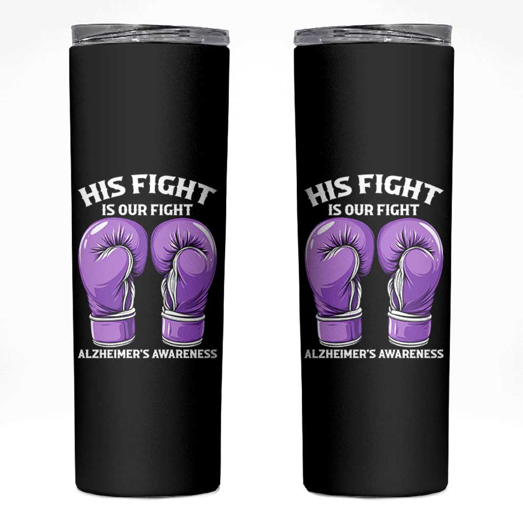 Purple Boxing Gloves Alzheimers Support Skinny Tumbler His Fight Our Fight