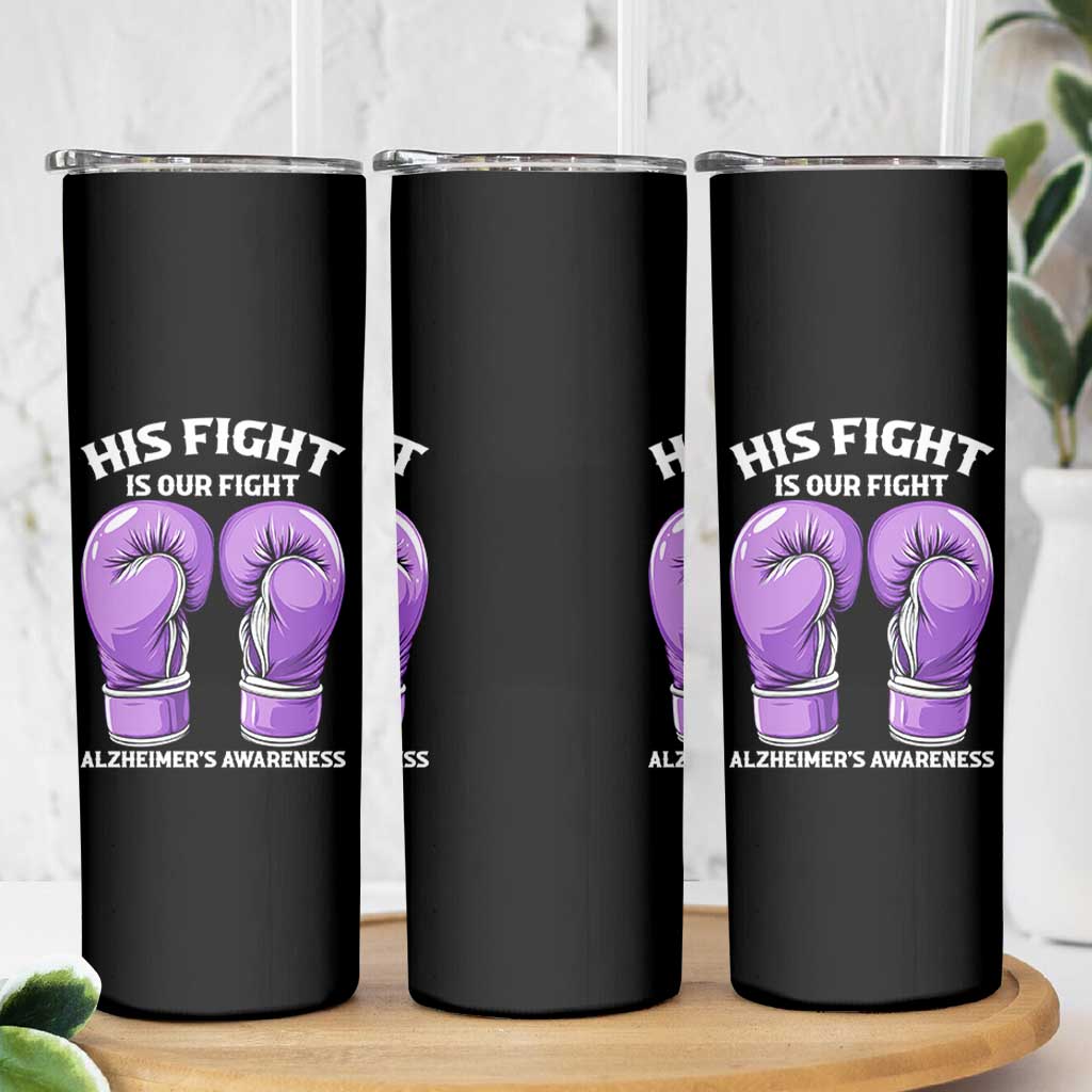 Purple Boxing Gloves Alzheimers Support Skinny Tumbler His Fight Our Fight