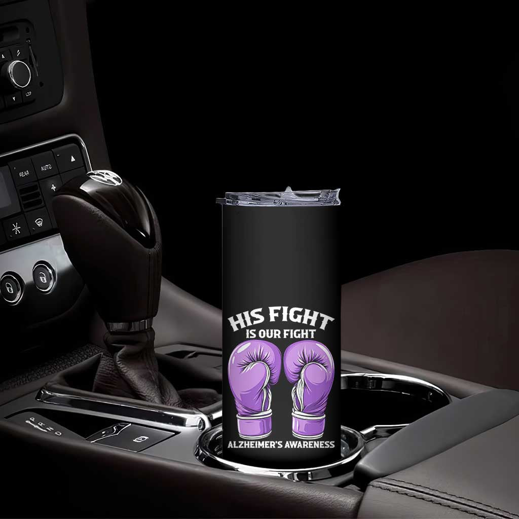 Purple Boxing Gloves Alzheimers Support Skinny Tumbler His Fight Our Fight