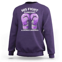 Purple Boxing Gloves Alzheimers Support Sweatshirt His Fight Our Fight