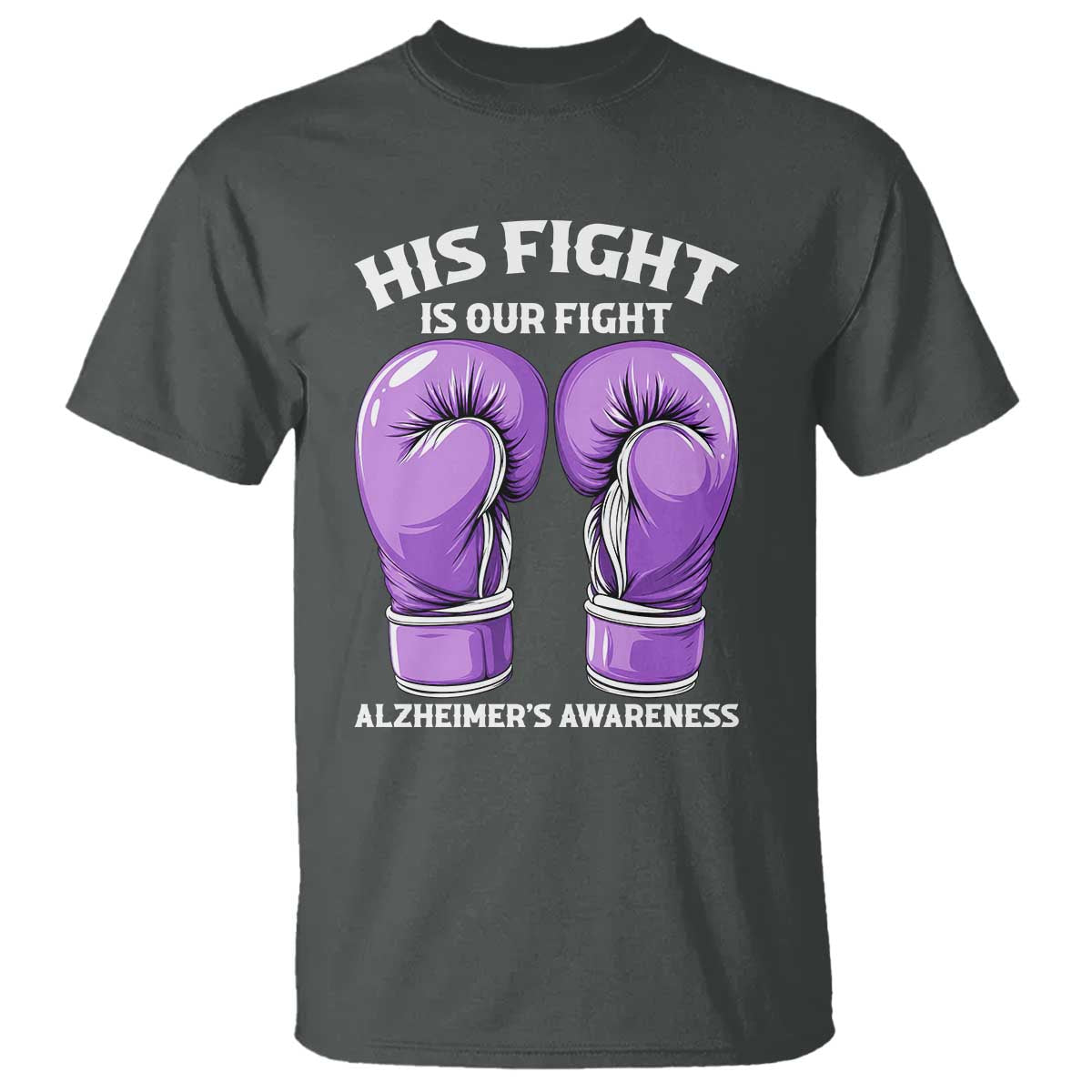 Purple Boxing Gloves Alzheimers Support T Shirt His Fight Our Fight