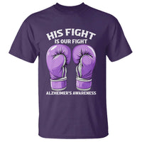 Purple Boxing Gloves Alzheimers Support T Shirt His Fight Our Fight