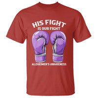 Purple Boxing Gloves Alzheimers Support T Shirt His Fight Our Fight