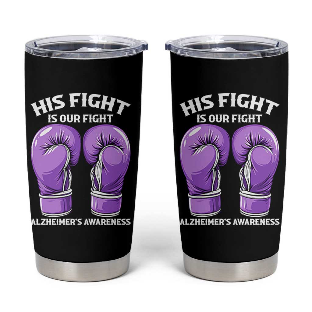 Purple Boxing Gloves Alzheimers Support Tumbler Cup His Fight Our Fight