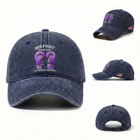 Purple Boxing Gloves Alzheimers Support Washed Cotton Baseball Cap His Fight Our Fight