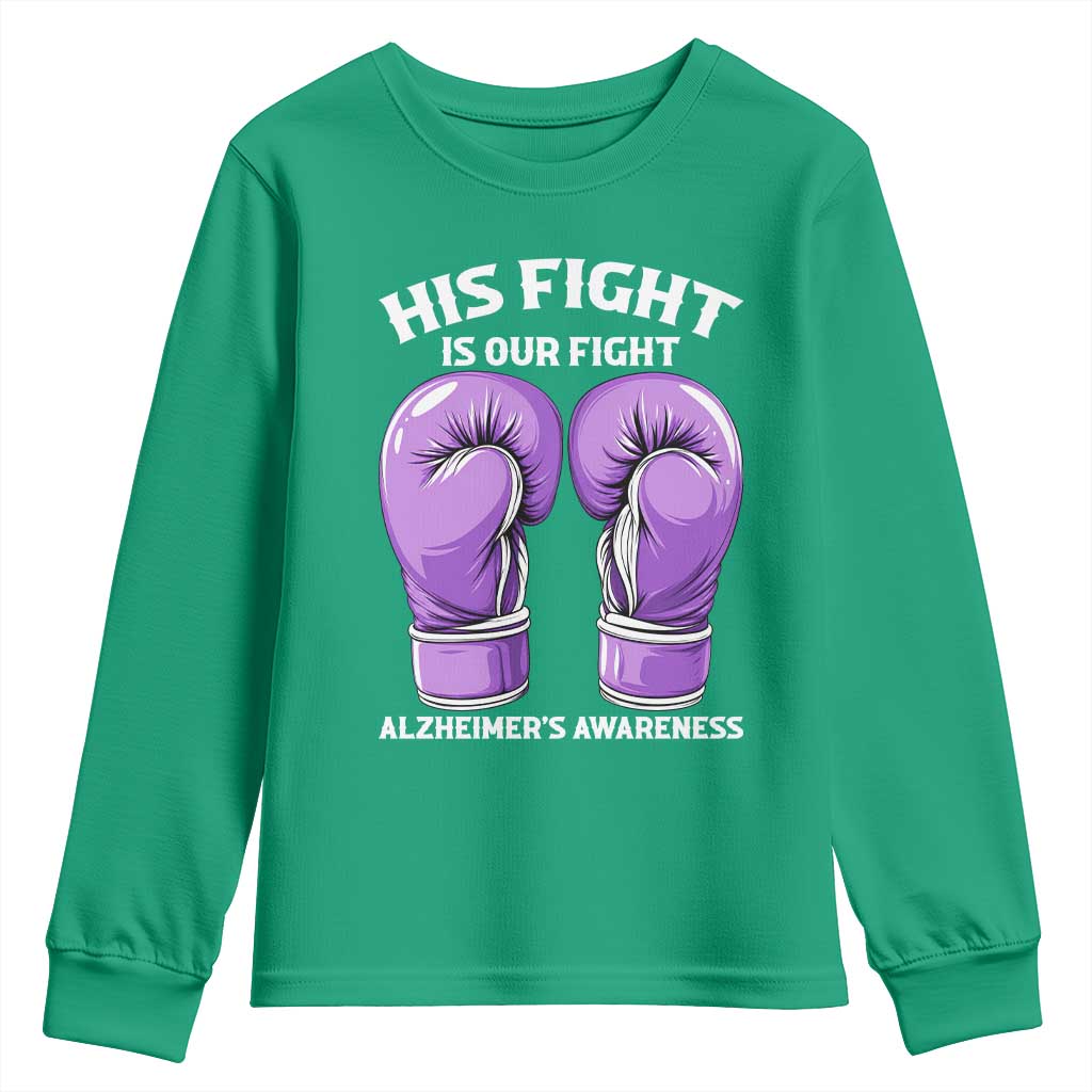 Purple Boxing Gloves Alzheimers Support Youth Sweatshirt His Fight Our Fight