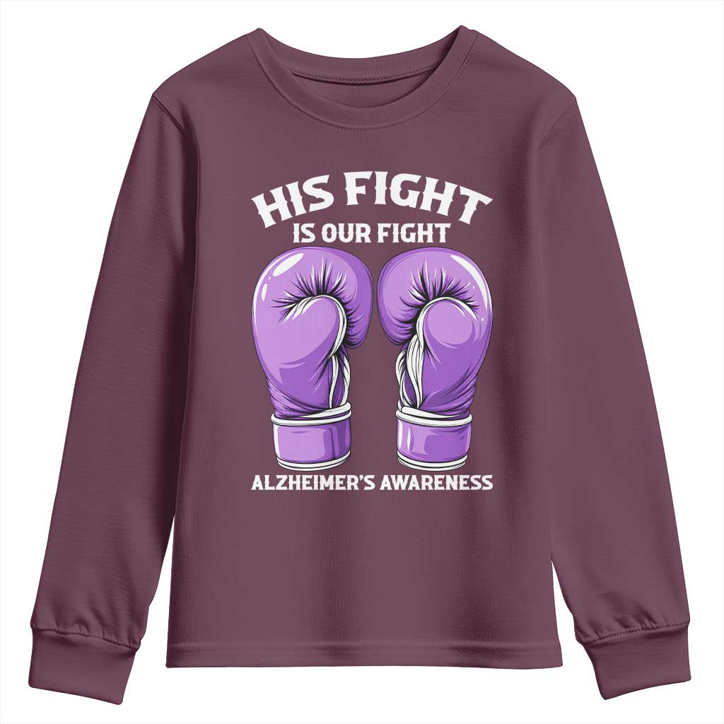 Purple Boxing Gloves Alzheimers Support Youth Sweatshirt His Fight Our Fight