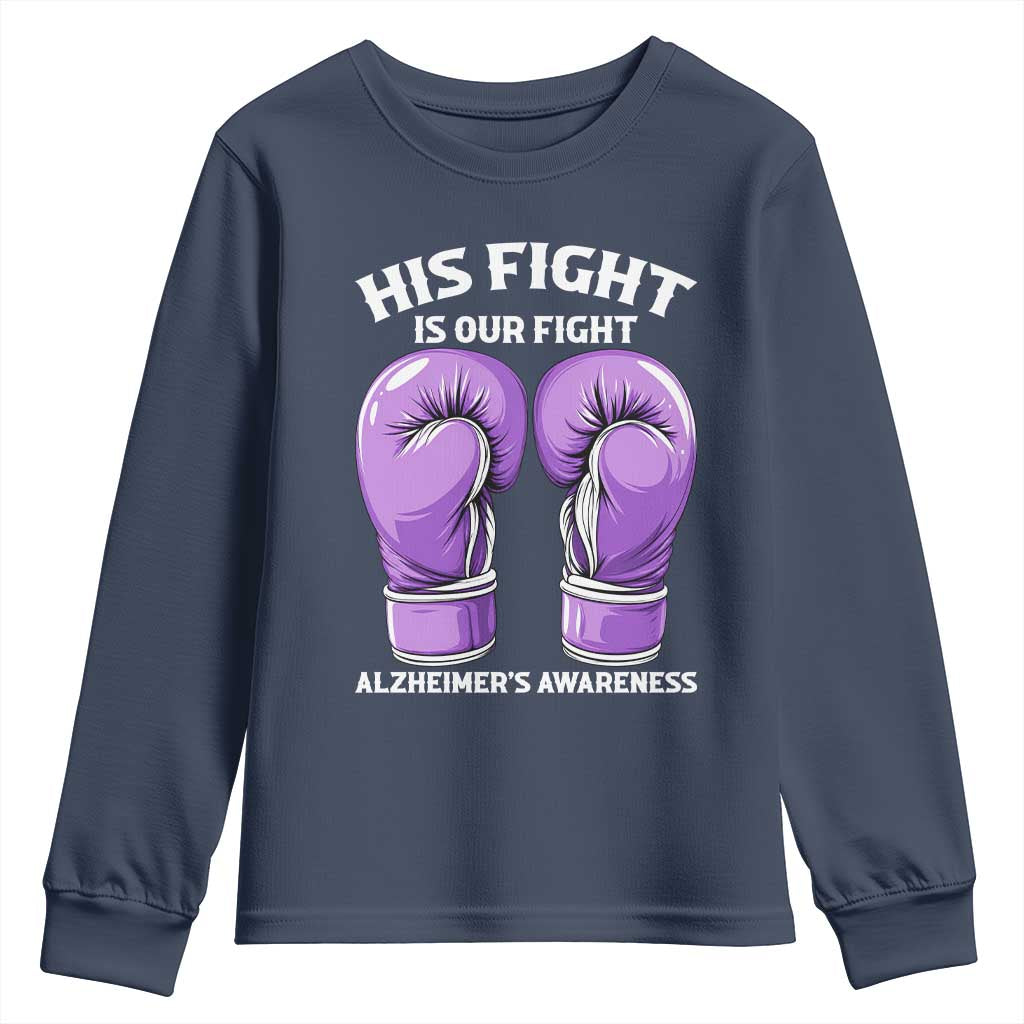 Purple Boxing Gloves Alzheimers Support Youth Sweatshirt His Fight Our Fight