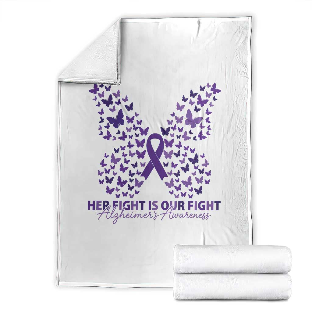 Alzheimers Awareness Butterfly Support Gift Throw Blanket Her Fight Our Fight