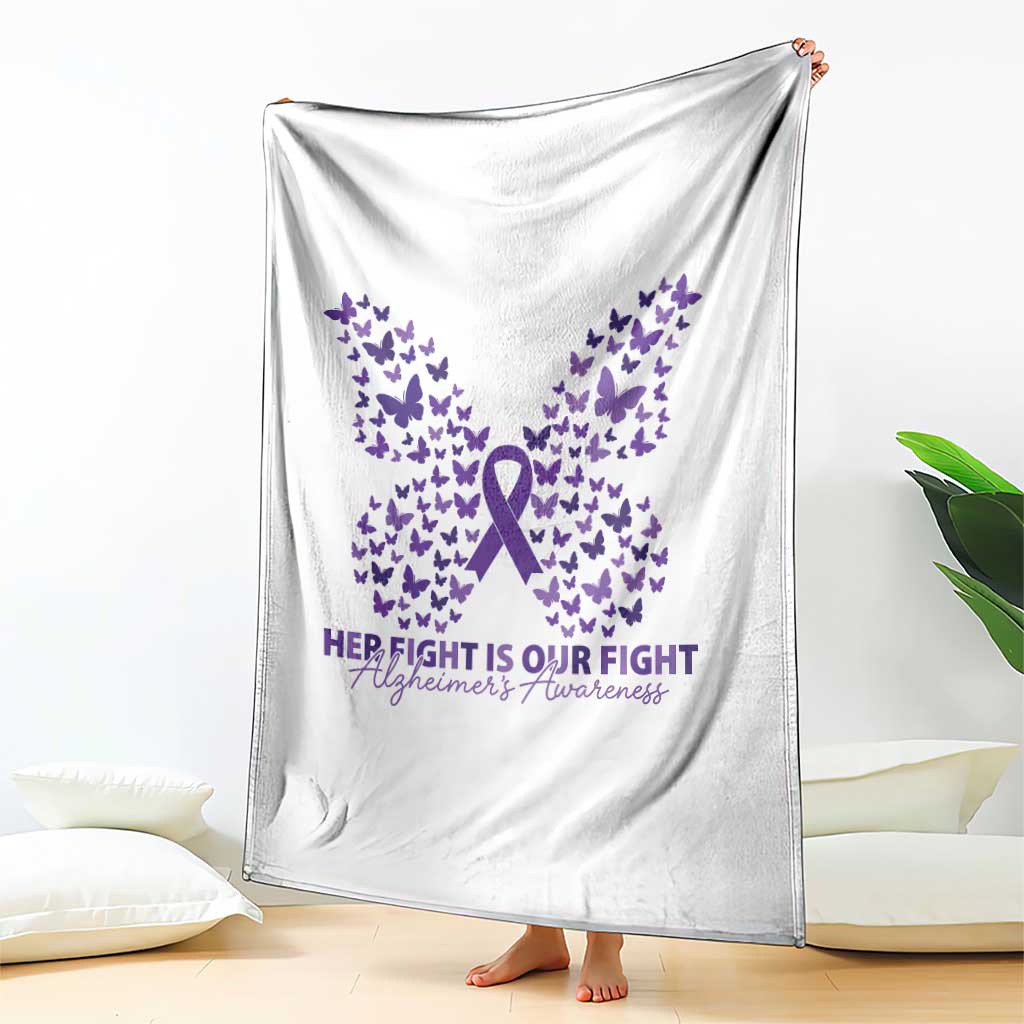Alzheimers Awareness Butterfly Support Gift Throw Blanket Her Fight Our Fight