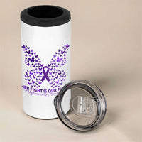 Alzheimers Awareness Butterfly Support Gift 4 in 1 Can Cooler Tumbler Her Fight Our Fight