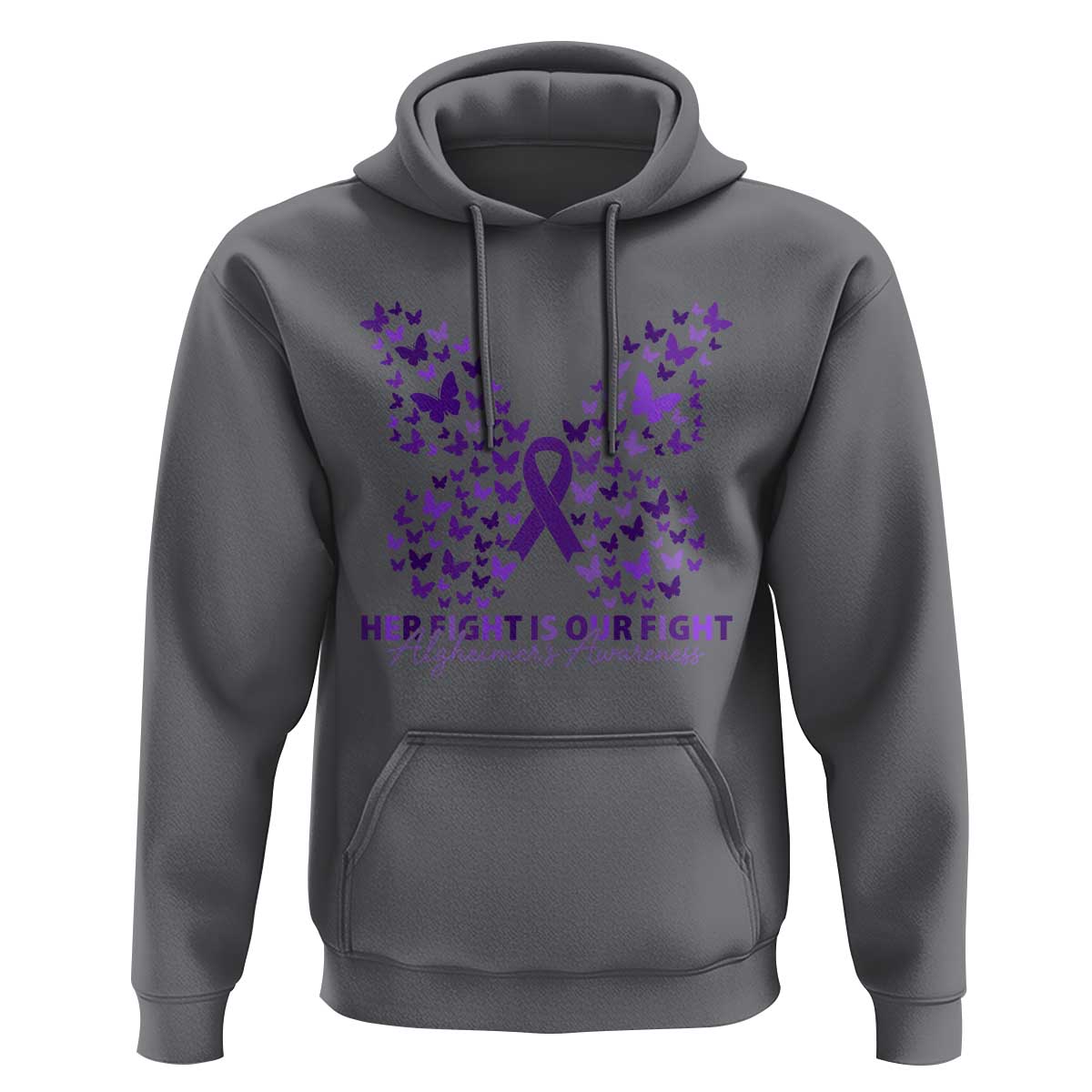 Alzheimers Awareness Butterfly Support Gift Hoodie Her Fight Our Fight