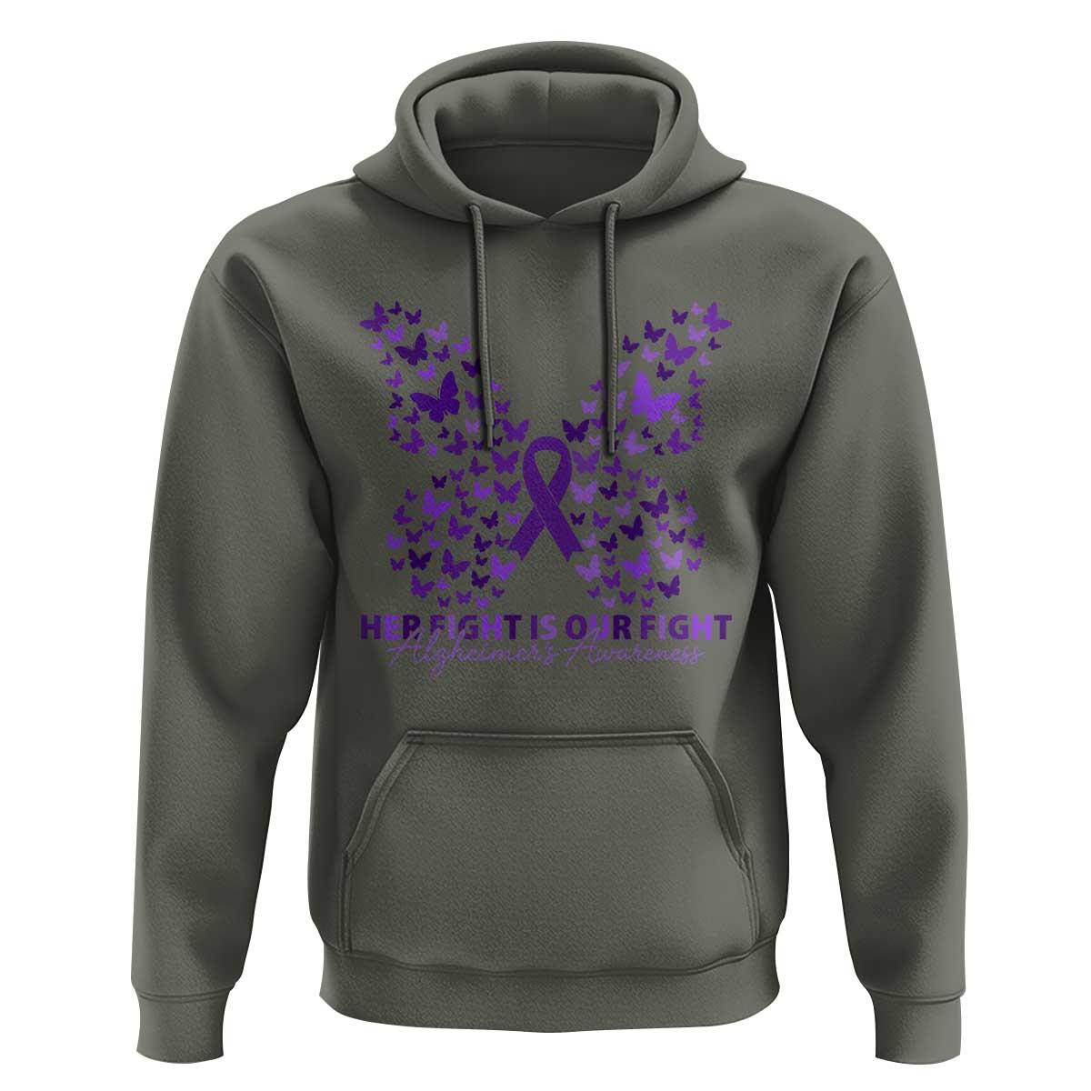 Alzheimers Awareness Butterfly Support Gift Hoodie Her Fight Our Fight
