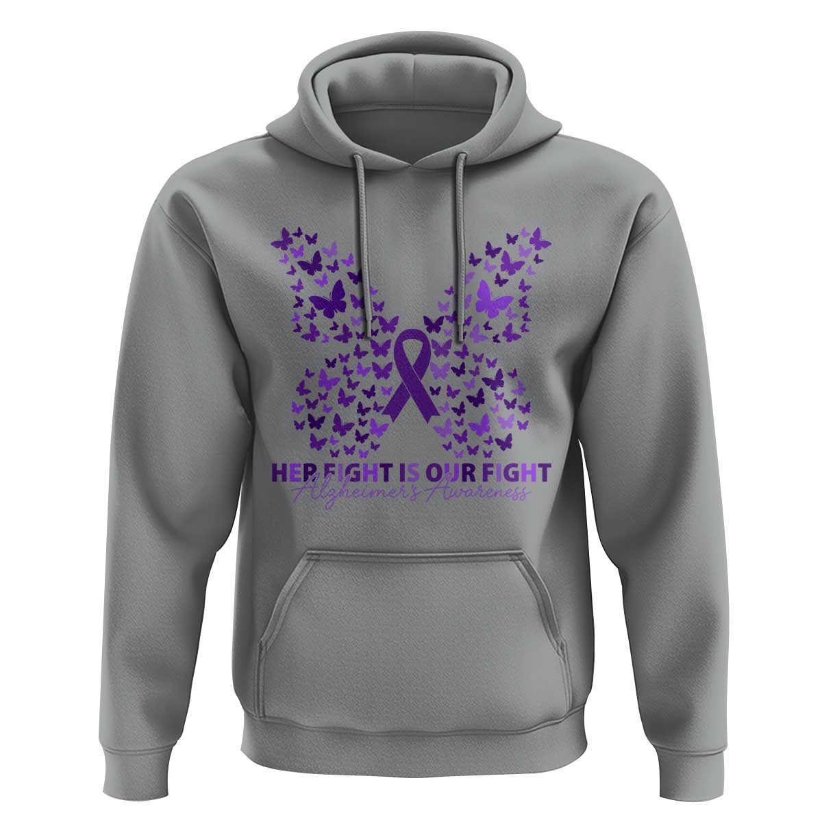 Alzheimers Awareness Butterfly Support Gift Hoodie Her Fight Our Fight