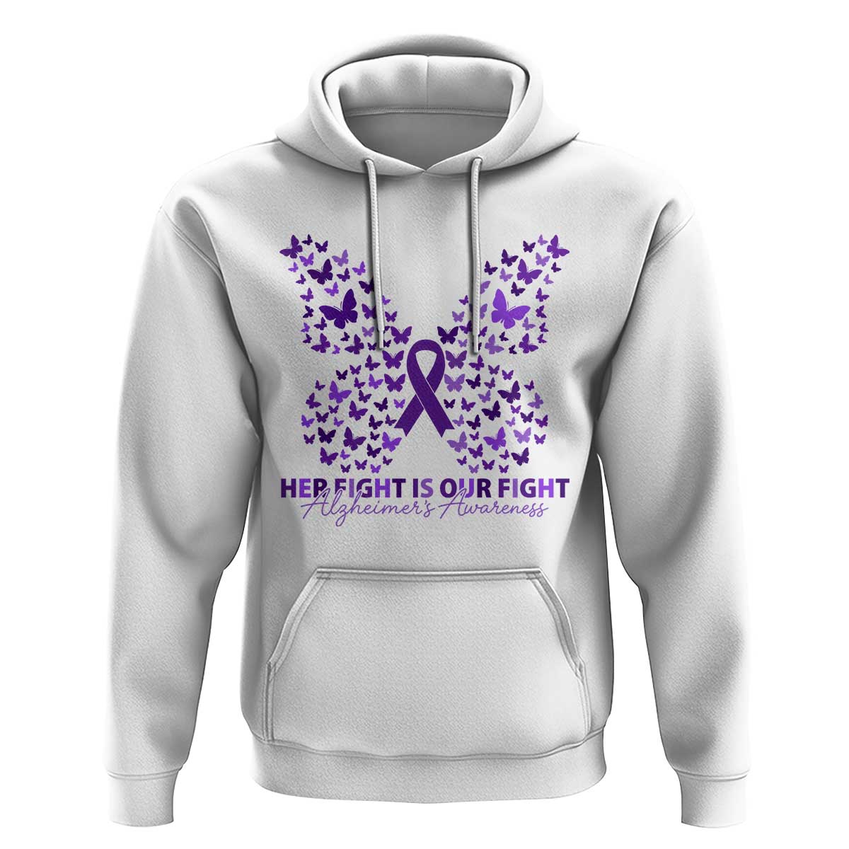 Alzheimers Awareness Butterfly Support Gift Hoodie Her Fight Our Fight