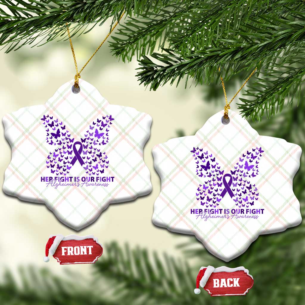Alzheimers Awareness Butterfly Support Gift Ceramic Ornament Her Fight Our Fight
