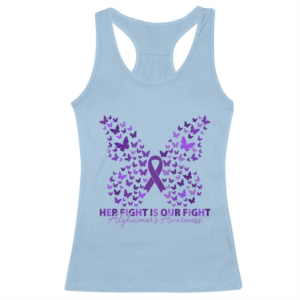 Alzheimers Awareness Butterfly Support Gift Racerback Tank Top Her Fight Our Fight