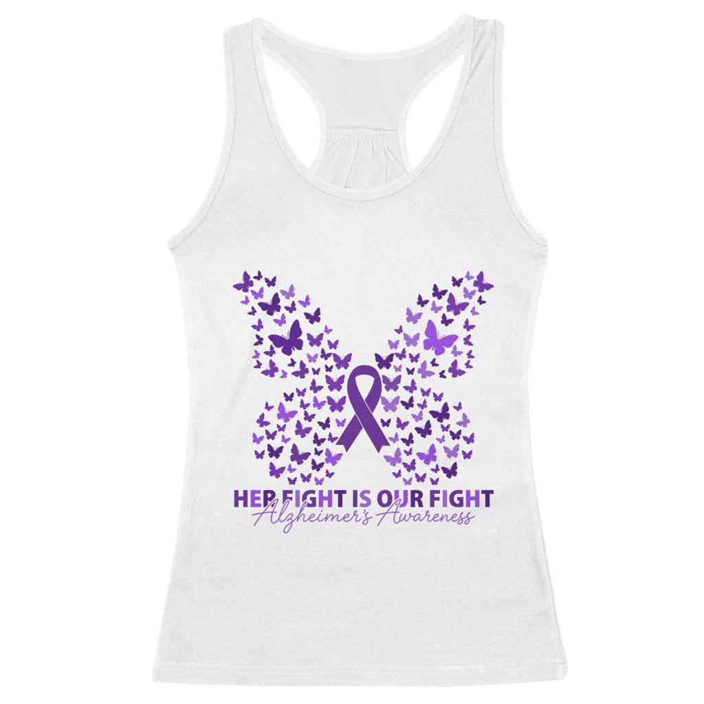 Alzheimers Awareness Butterfly Support Gift Racerback Tank Top Her Fight Our Fight