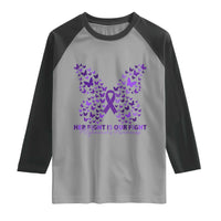 Alzheimers Awareness Butterfly Support Gift Raglan Shirt Her Fight Our Fight