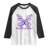Alzheimers Awareness Butterfly Support Gift Raglan Shirt Her Fight Our Fight