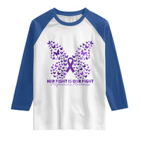 Alzheimers Awareness Butterfly Support Gift Raglan Shirt Her Fight Our Fight