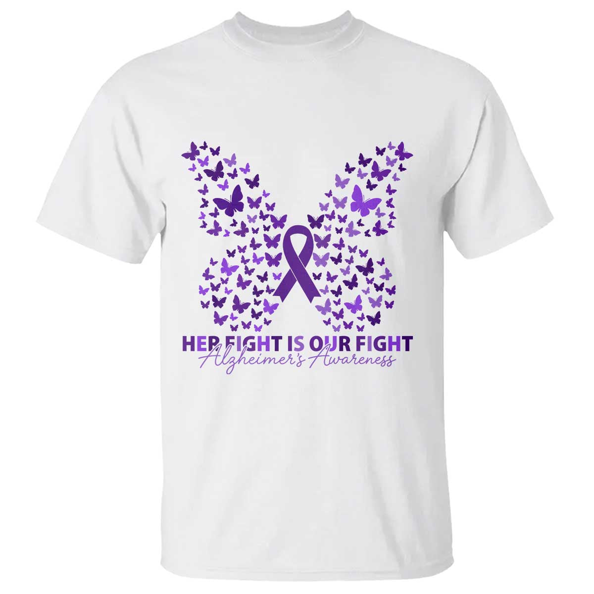 Alzheimers Awareness Butterfly Support Gift T Shirt Her Fight Our Fight