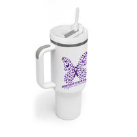 Alzheimers Awareness Butterfly Support Gift Tumbler With Handle Her Fight Our Fight