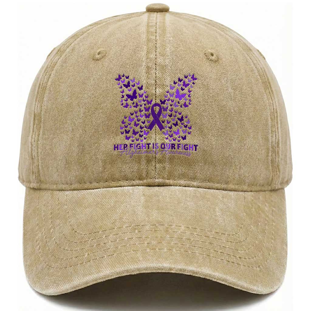 Alzheimers Awareness Butterfly Support Gift Washed Cotton Baseball Cap Her Fight Our Fight