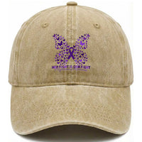 Alzheimers Awareness Butterfly Support Gift Washed Cotton Baseball Cap Her Fight Our Fight