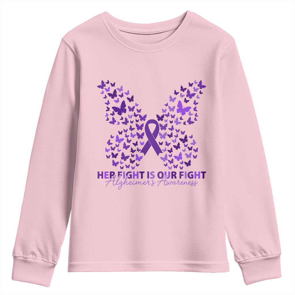 Alzheimers Awareness Butterfly Support Gift Youth Sweatshirt Her Fight Our Fight