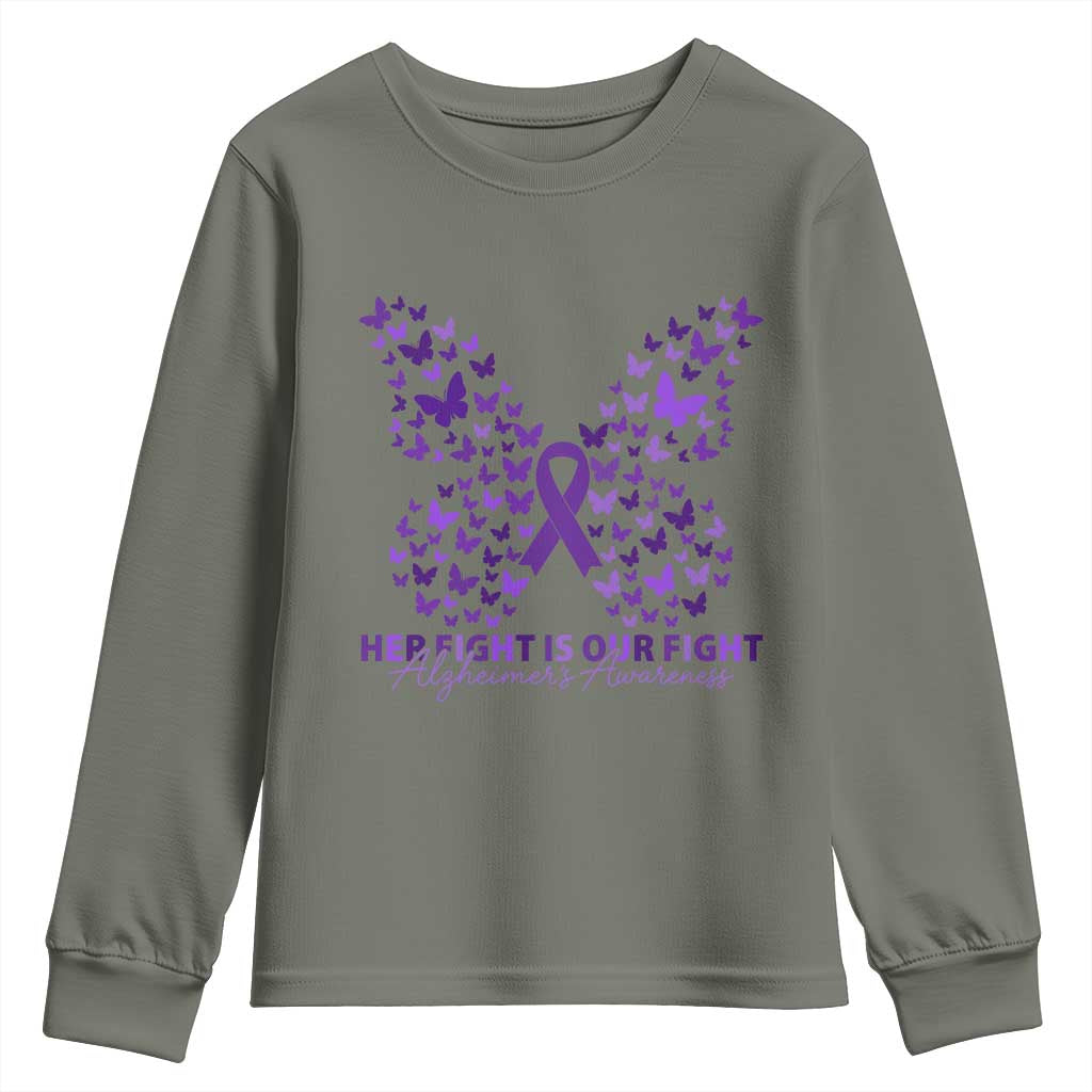 Alzheimers Awareness Butterfly Support Gift Youth Sweatshirt Her Fight Our Fight