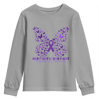 Alzheimers Awareness Butterfly Support Gift Youth Sweatshirt Her Fight Our Fight