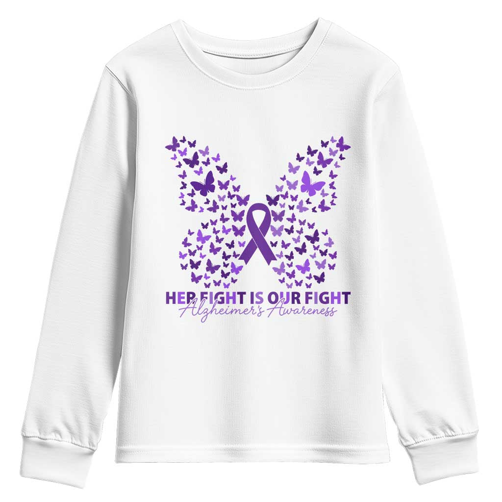 Alzheimers Awareness Butterfly Support Gift Youth Sweatshirt Her Fight Our Fight