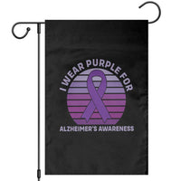 I Wear Purple For Alzheimers Garden Flag Vintage Sunset Purple Ribbon Graphic