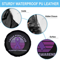 I Wear Purple For Alzheimers Spare Tire Cover Vintage Sunset Purple Ribbon Graphic