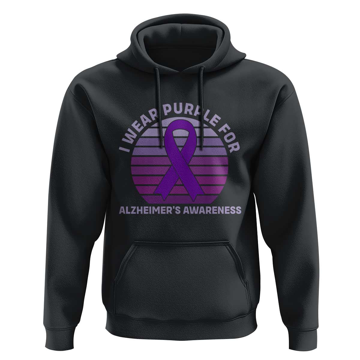 I Wear Purple For Alzheimers Hoodie Vintage Sunset Purple Ribbon Graphic