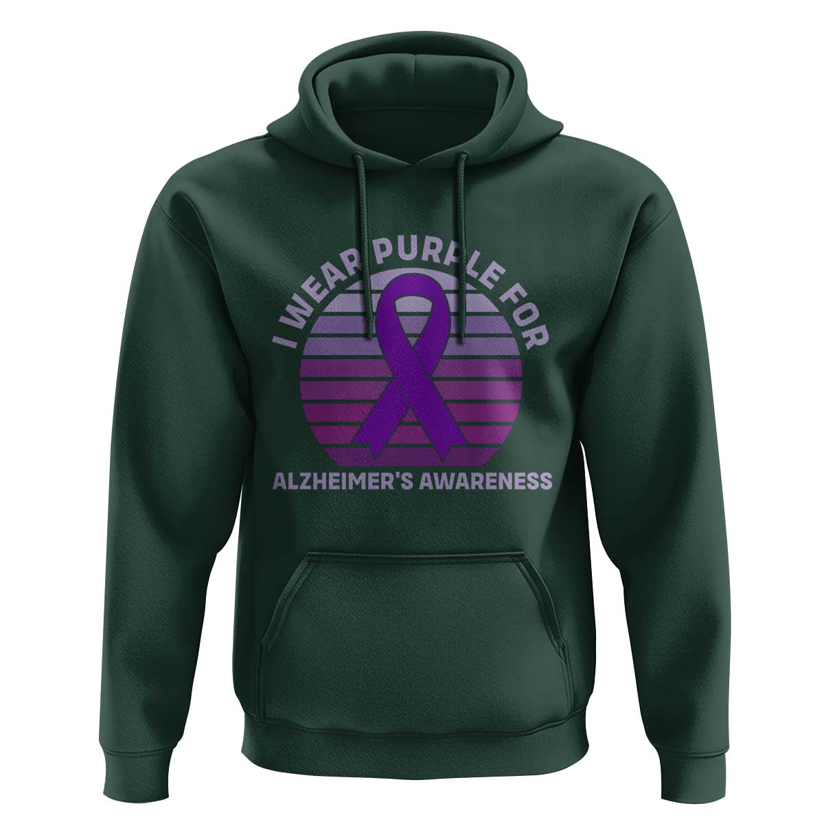 I Wear Purple For Alzheimers Hoodie Vintage Sunset Purple Ribbon Graphic
