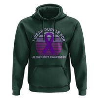 I Wear Purple For Alzheimers Hoodie Vintage Sunset Purple Ribbon Graphic