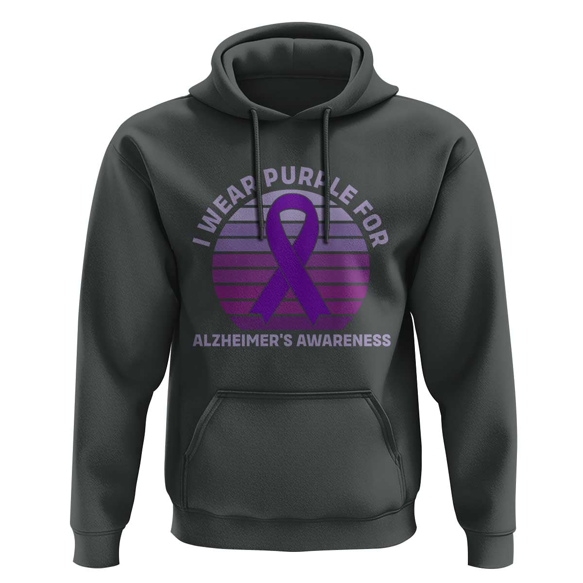 I Wear Purple For Alzheimers Hoodie Vintage Sunset Purple Ribbon Graphic