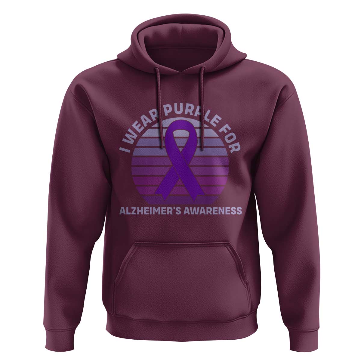 I Wear Purple For Alzheimers Hoodie Vintage Sunset Purple Ribbon Graphic