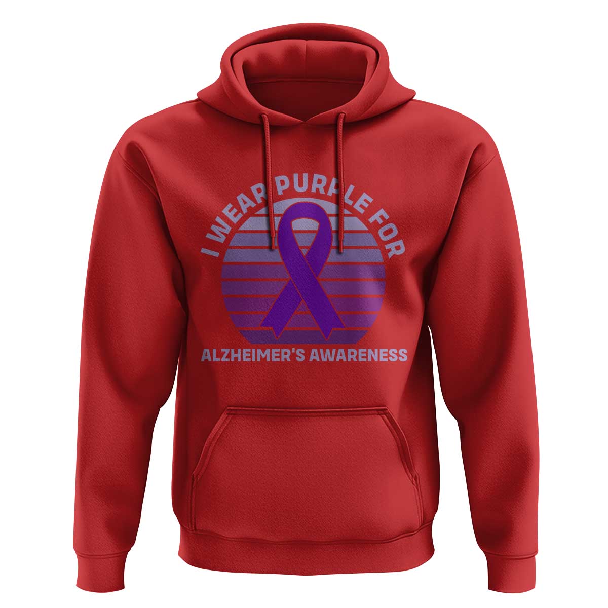 I Wear Purple For Alzheimers Hoodie Vintage Sunset Purple Ribbon Graphic