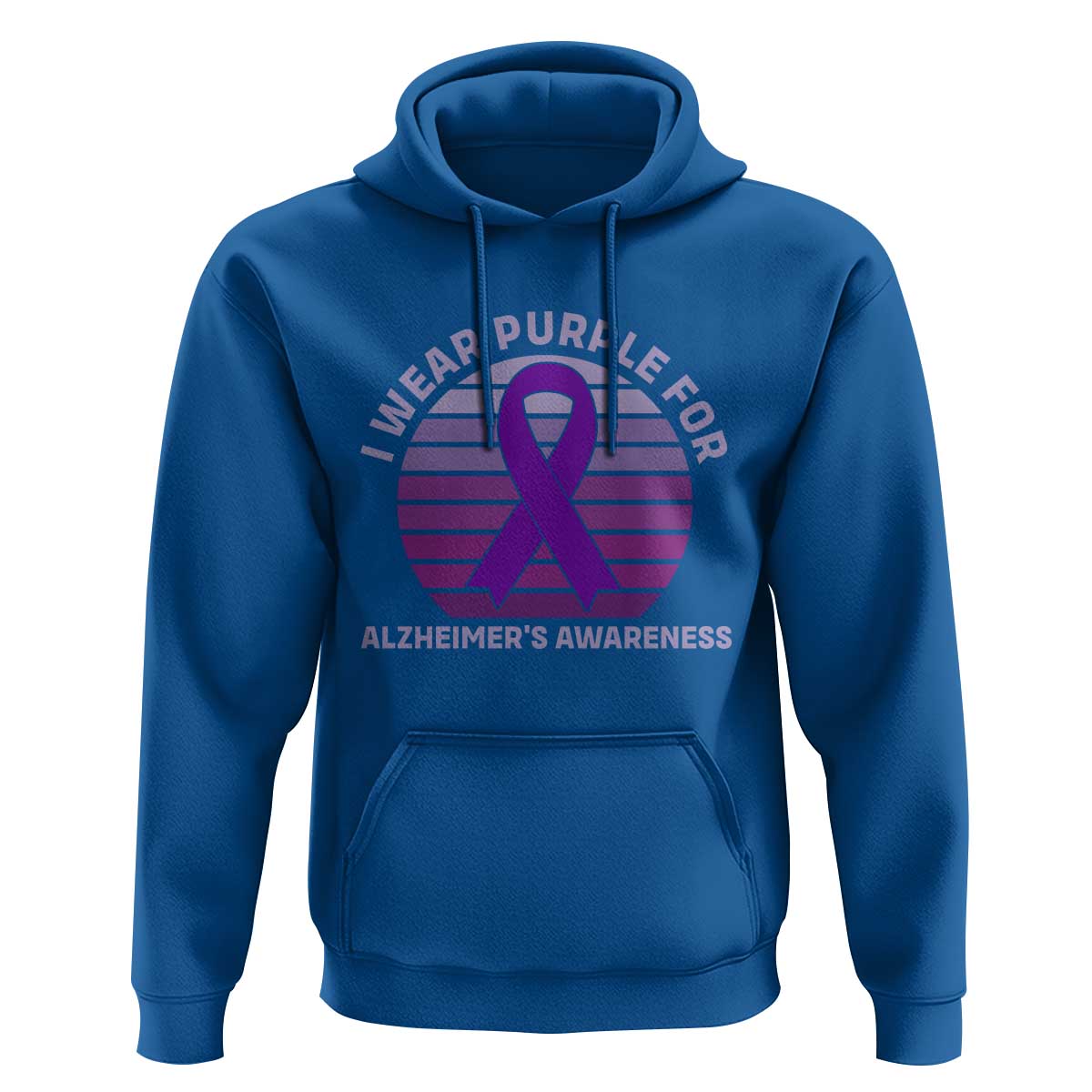 I Wear Purple For Alzheimers Hoodie Vintage Sunset Purple Ribbon Graphic