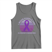 I Wear Purple For Alzheimers Tank Top Vintage Sunset Purple Ribbon Graphic